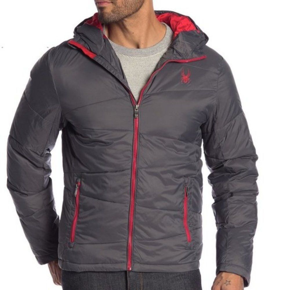 Spyder NWT Nexus Thermoweb Puffer Jacket - Hooded, Gray, Men's SZ L
